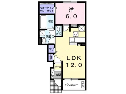 ポルトシャルムI(1LDK/1階)の間取り写真
