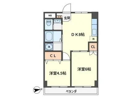 スプリングパーク綾瀬(2DK/2階)の間取り写真