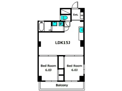 パークサイド竹虎(2LDK/2階)の間取り写真