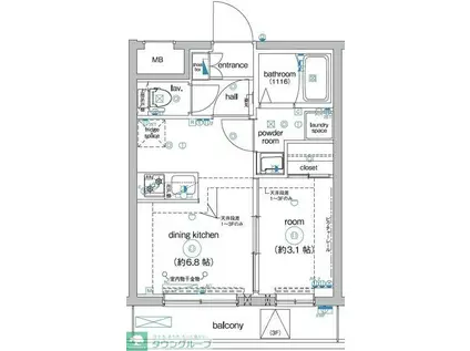 ウィリア鷺宮(1DK/4階)の間取り写真