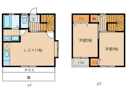 ビオス重留A棟(2LDK/1階)の間取り写真