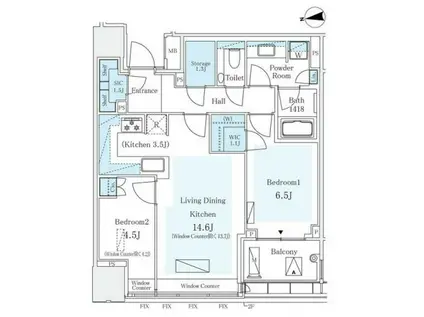 三番町ハウス(2LDK/3階)の間取り写真