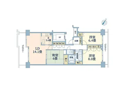 上星川ガーデンコート(3LDK/5階)の間取り写真