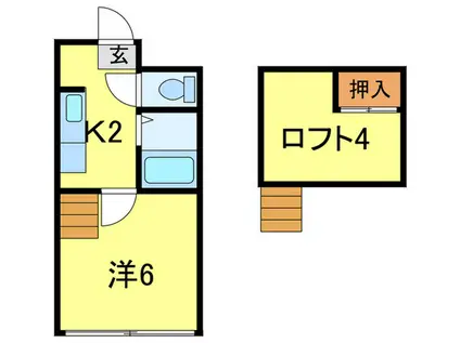 アビアシオン参番館(1K/2階)の間取り写真