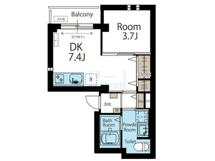 パーク西池(1DK/3階)の間取り写真