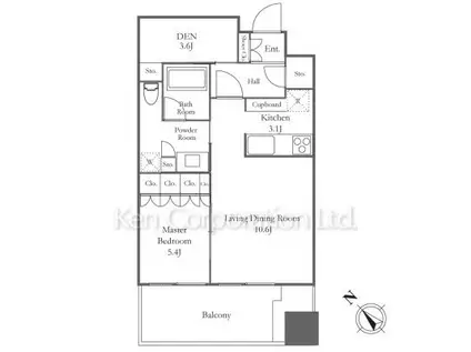 麻布台ヒルズレジデンスB(1SLDK/7階)の間取り写真