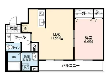 リーブルファイン指扇(1LDK/1階)の間取り写真