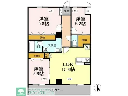 カスタリア西船橋II(3LDK/5階)の間取り写真