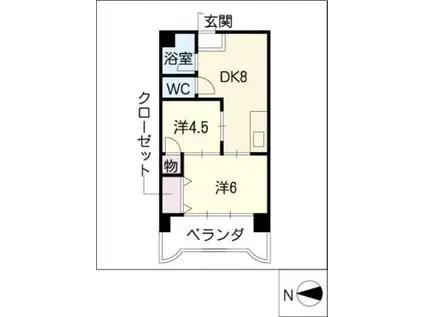 第3宮地マンション記念橋(2DK/2階)の間取り写真