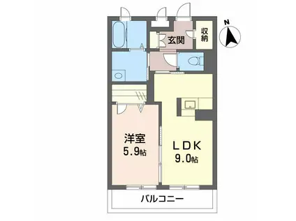 ＪＲ徳島線 徳島駅 バス乗車時間：7分 最寄りバス停で下車 徒歩4分 3階建 築14年(1LDK/2階)の間取り写真