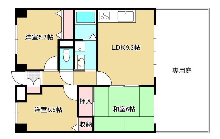 ベイヒルズ明石(3LDK/1階)の間取り写真