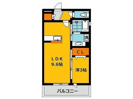 クレストコートB(1LDK/3階)の間取り写真