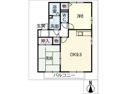 ピュアハート師勝(2DK/2階)の間取り写真