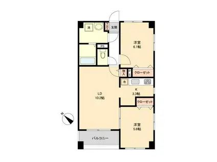S-FORT青葉しらとり台(2LDK/2階)の間取り写真