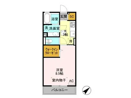 D-ROOMコージーコート大平103(1K/1階)の間取り写真