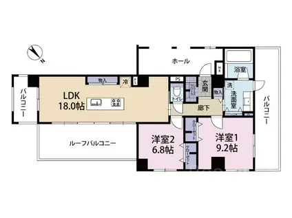 THE TEN GOOD 祖原II(2LDK/5階)の間取り写真