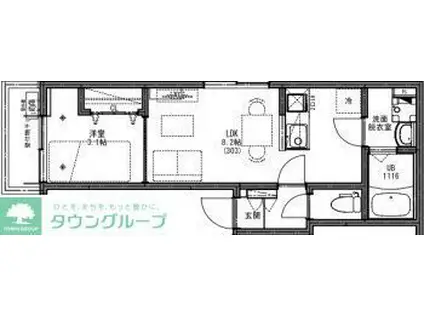 KEIAI RESIDENCE 西八王子III(1LDK/3階)の間取り写真
