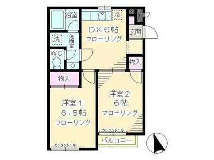 紫陽花館C(2DK/1階)の間取り写真