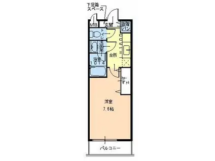 ラフィーネ聖天坂III番館(1K/2階)の間取り写真
