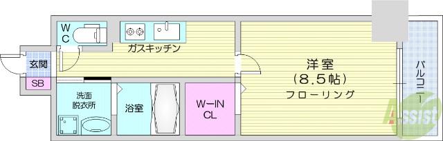 レガーロ仙台駅東(1K/8階)の間取り写真
