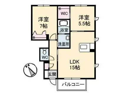ピアタウンD棟(2LDK/1階)の間取り写真