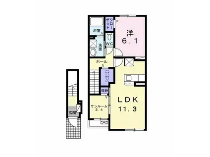 キャンビリーI(1LDK/2階)の間取り写真