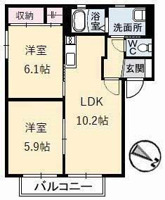 シャーメゾン グランドゥール(2LDK/2階)の間取り写真