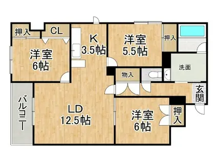 大通11丁目ビル(3LDK/4階)の間取り写真