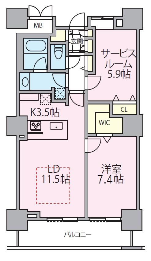 ロイヤルパークスタワー南千住(1SLDK/18階)の間取り写真