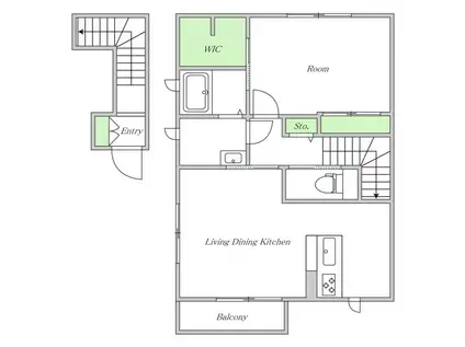 T-HOUSE 豊中(1LDK/2階)の間取り写真