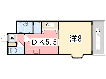 ラフィーヌ上野田(1DK/2階)の間取り写真