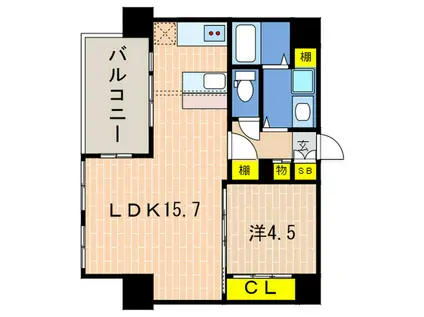 HMレジデンス(1LDK/4階)の間取り写真