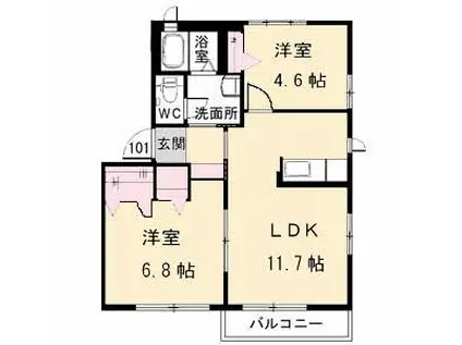 ラ・パルテール津島京町五番館(2LDK/2階)の間取り写真