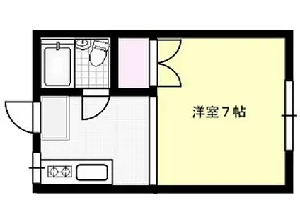 ハイラーク東大崎A(1K/2階)の間取り写真
