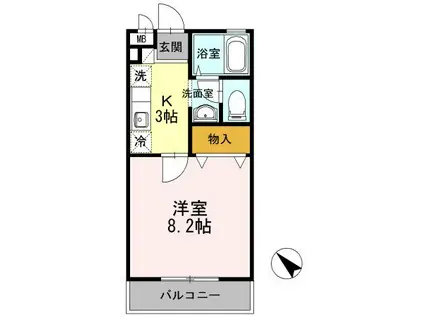 カーサ・デラ・フェリシタ(1K/3階)の間取り写真