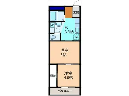 コーポ卯月(2K/2階)の間取り写真