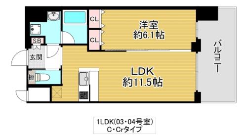 プレジオ城東(1LDK/12階)の間取り写真