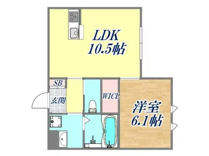 YOUMAISON立花(1LDK/1階)の間取り写真