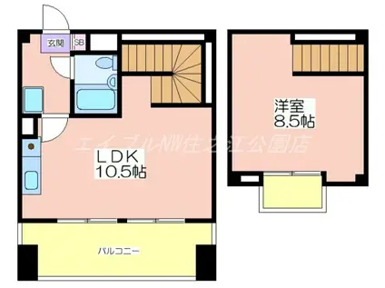 辰巳ハイツ(1LDK/7階)の間取り写真
