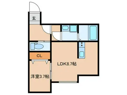 GRAND PALACE 六本松C(1LDK/2階)の間取り写真