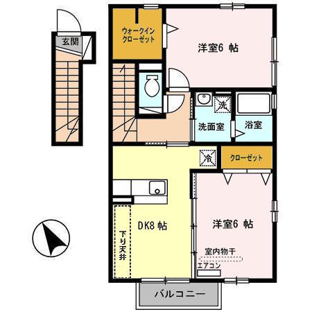 MARBLE I(2DK/2階)の間取り写真