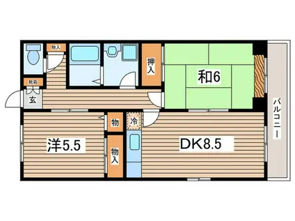 T・S・1ビル睦月館(2DK/2階)の間取り写真
