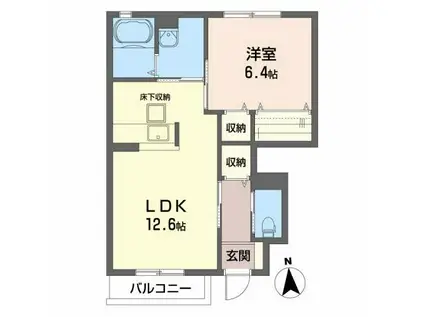 シャーメゾン仙南(1LDK/1階)の間取り写真