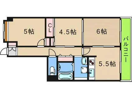 ノアーズアーク住之江(3DK/3階)の間取り写真