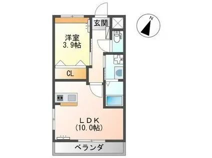 プレジールコート夢咲(1LDK/3階)の間取り写真