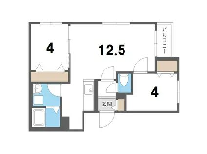 ファランドール新札幌I(2LDK/3階)の間取り写真