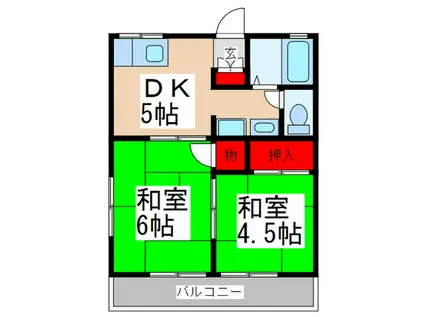 ヴィラージュ新松戸(2DK/2階)の間取り写真