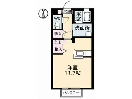 メゾン・オリーブ(ワンルーム/2階)の間取り写真