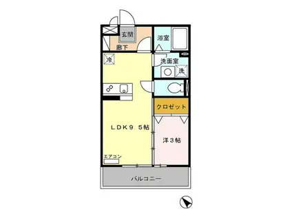 ヴィラオーヤ(1LDK/3階)の間取り写真