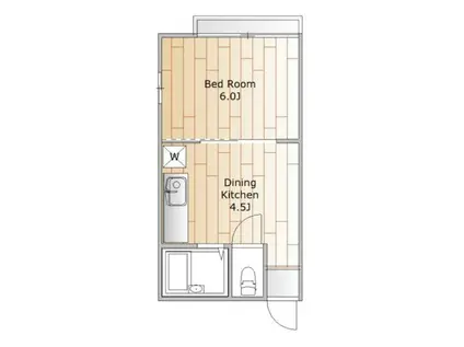 ハイツ白馬(1DK/2階)の間取り写真